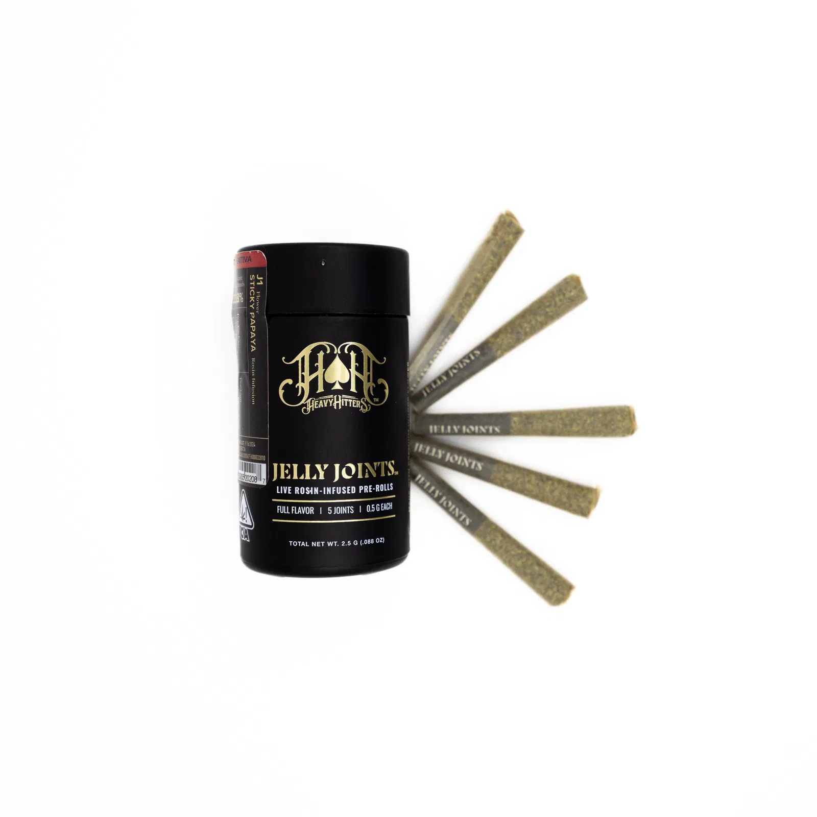 2.5g Live Rosin Jelly Joints [5 pack] - J1 x Papaya by Heavy Hitters (Sativa) 34.7% THC