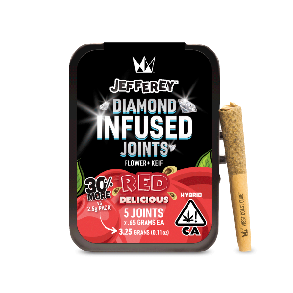 3.25g Diamond Infused Jefferey Joints  [5 pack] - Red Delicious by West Coast Cure (Hybrid) 42.7% THC